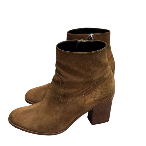 Saint Laurent Tan Light Brown Suede Ankle Bootie Heel Shoes 39 - Picture 7 of 9